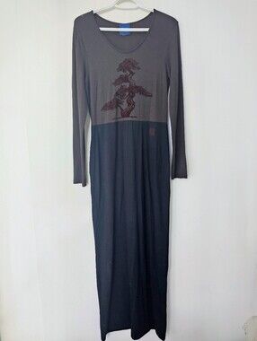 KENZO JEANS Vintage Women's Brown & Black Long Sleeve Maxi Dress
